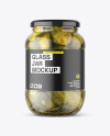 Clear Glass Jar with Pickled Cucumbers Mockup