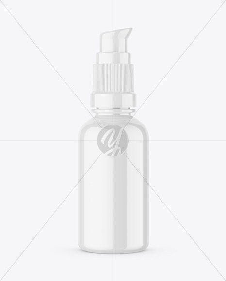 Glossy Bottle with Pump Mockup