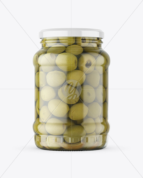 Clear Glass Jar with Olives Mockup