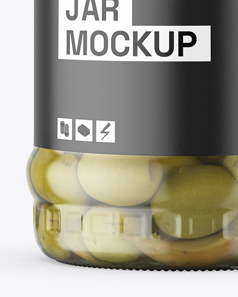 Clear Glass Jar with Olives Mockup