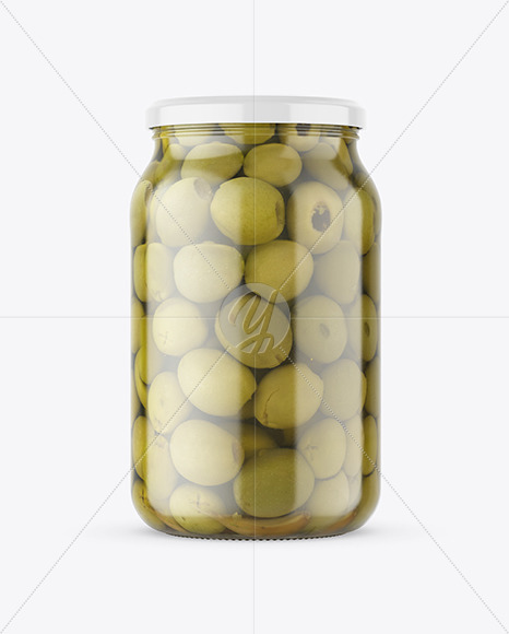 Clear Glass Jar with Olives Mockup