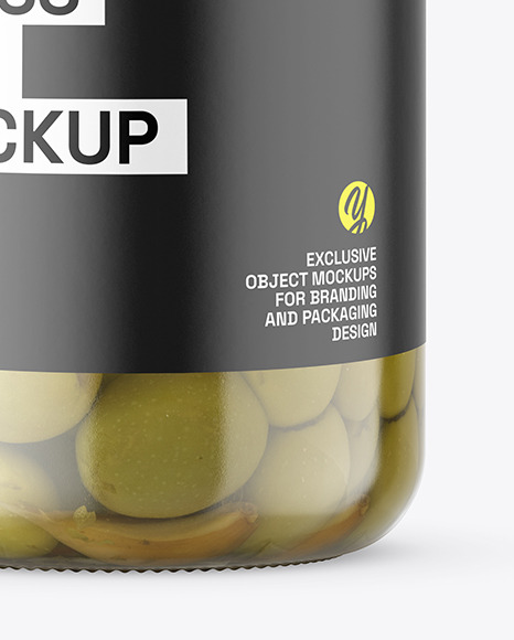 Clear Glass Jar with Olives Mockup