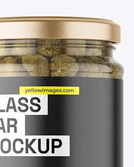 Clear Glass Jar with Capers Mockup Clear Glass Jar with Capers Mockup