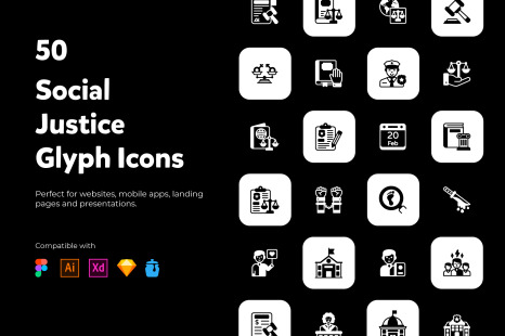 Set of social justice glyph icons. - Law