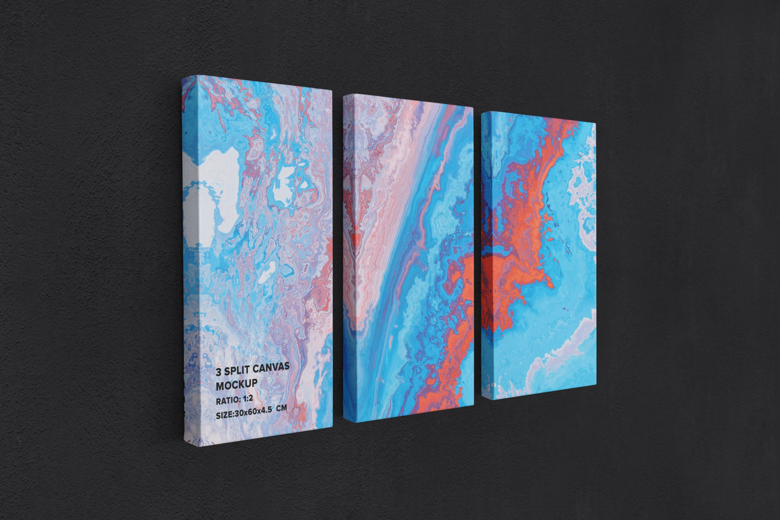 3 Panel Canvas Ratio 1x2 Mockup - Left 1.5 In Wrap 3 Panel Canvas Ratio 1x2 Mockup - Left 1.5 In Wrap