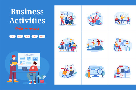 M434_Business Activities Illustration Pack - Men