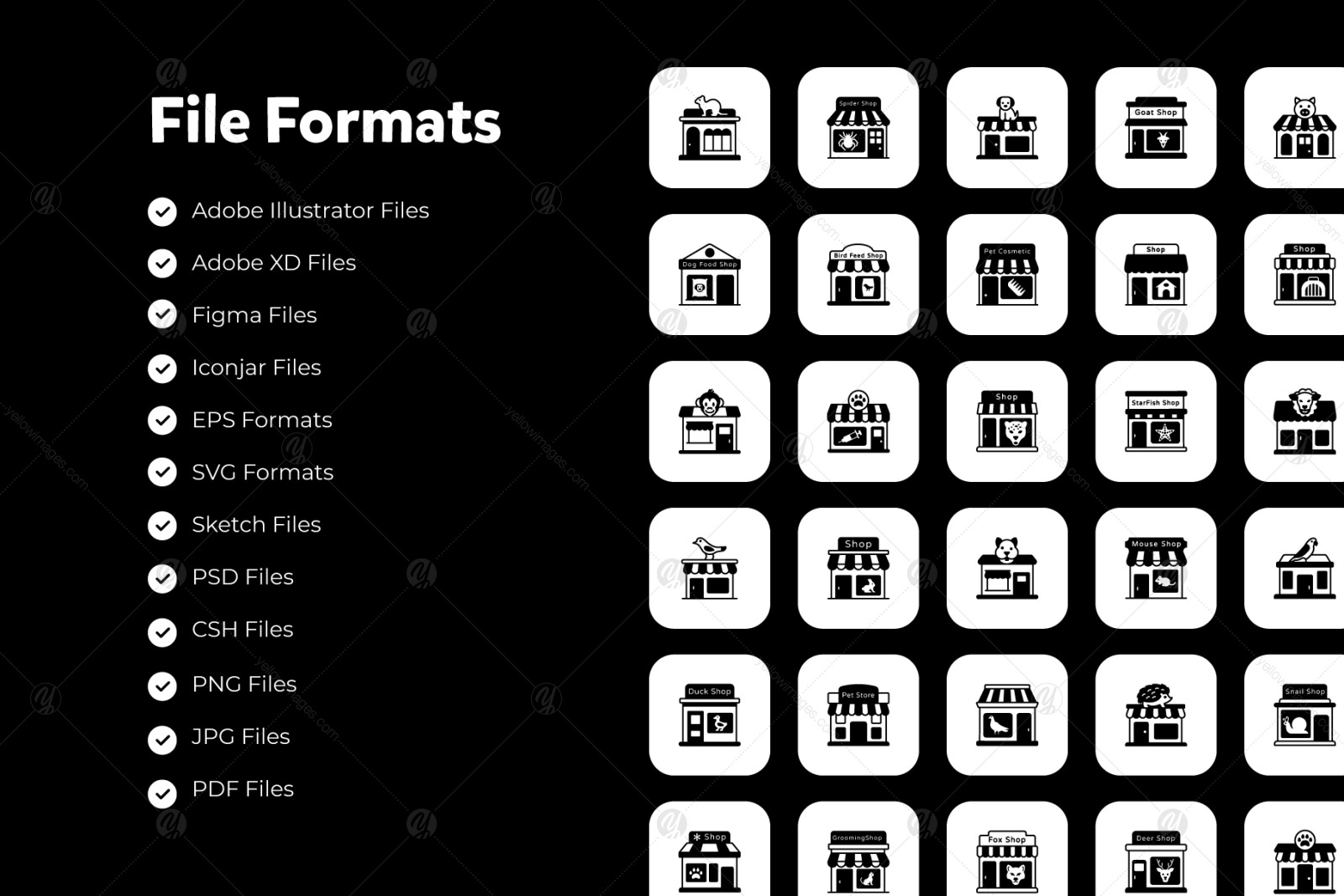 Set of pet shop glyph icons Set of pet shop glyph icons