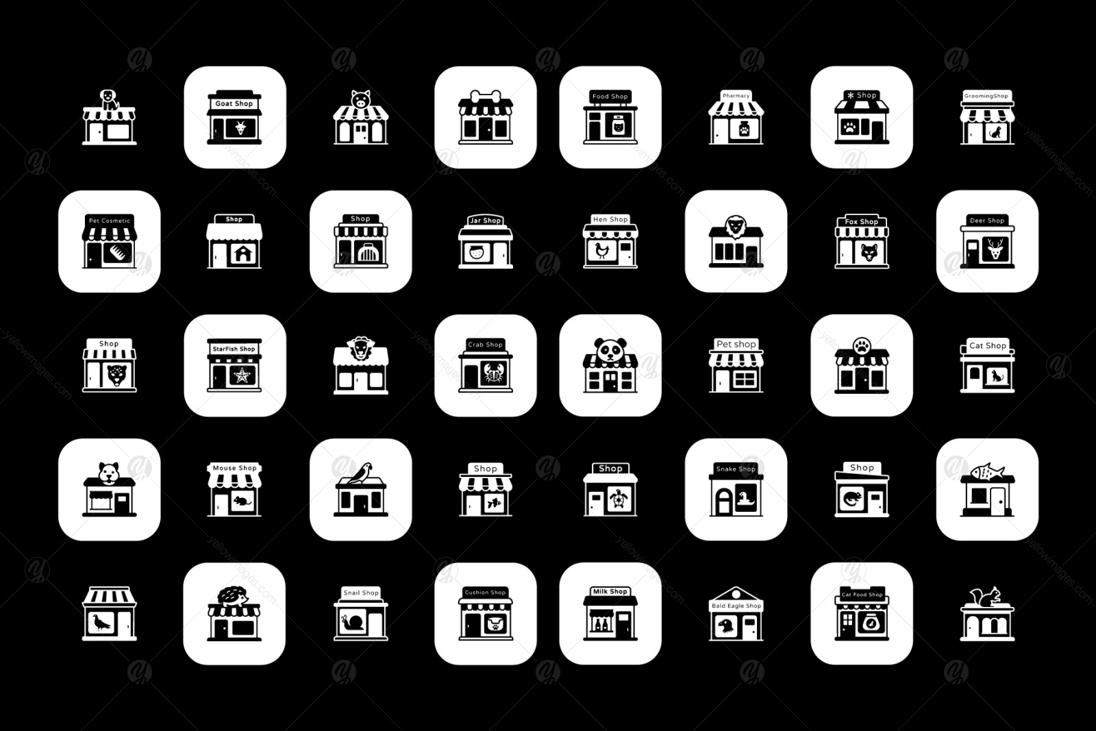 Set of pet shop glyph icons Set of pet shop glyph icons