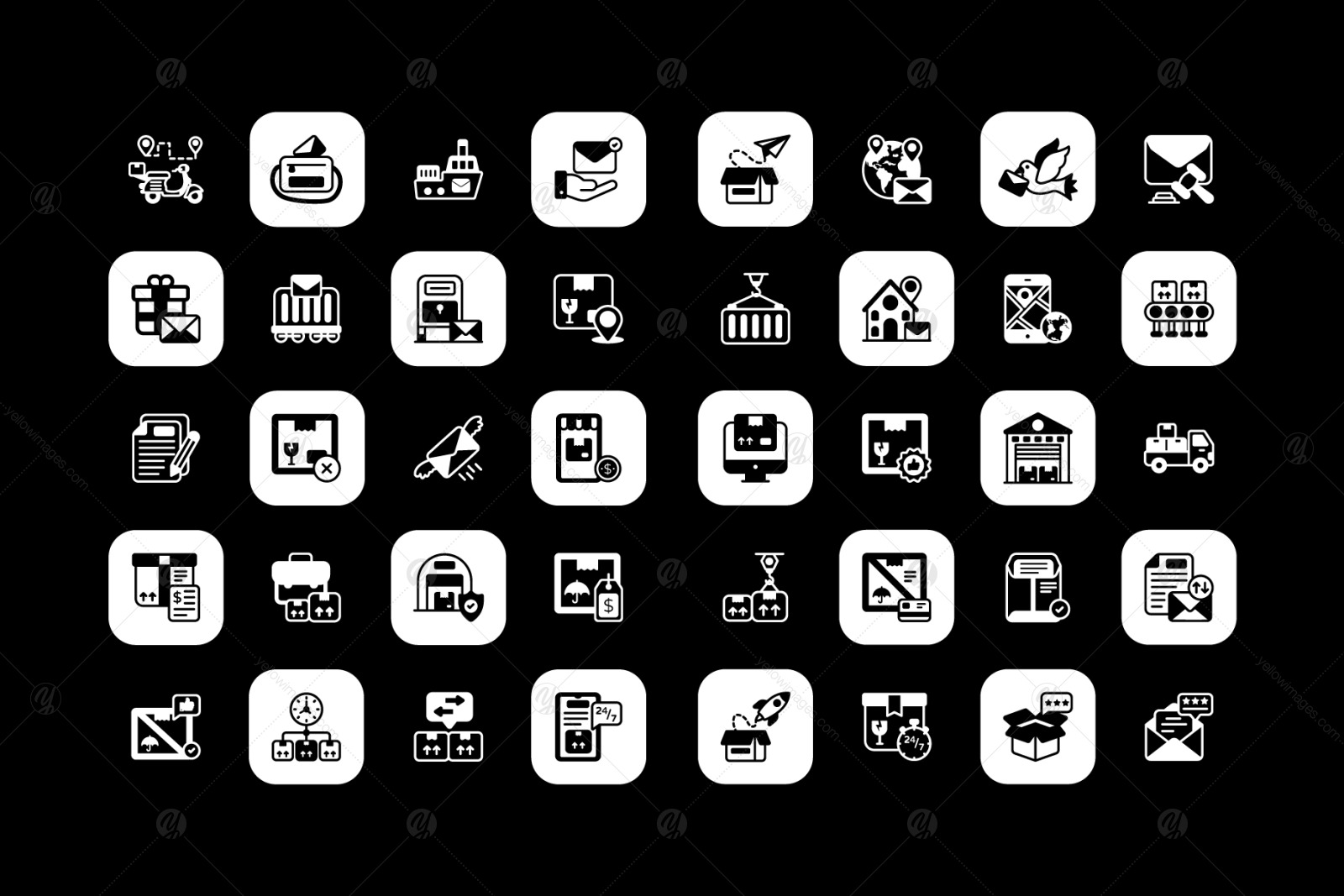 100 Postal Services solid icons 100 Postal Services solid icons