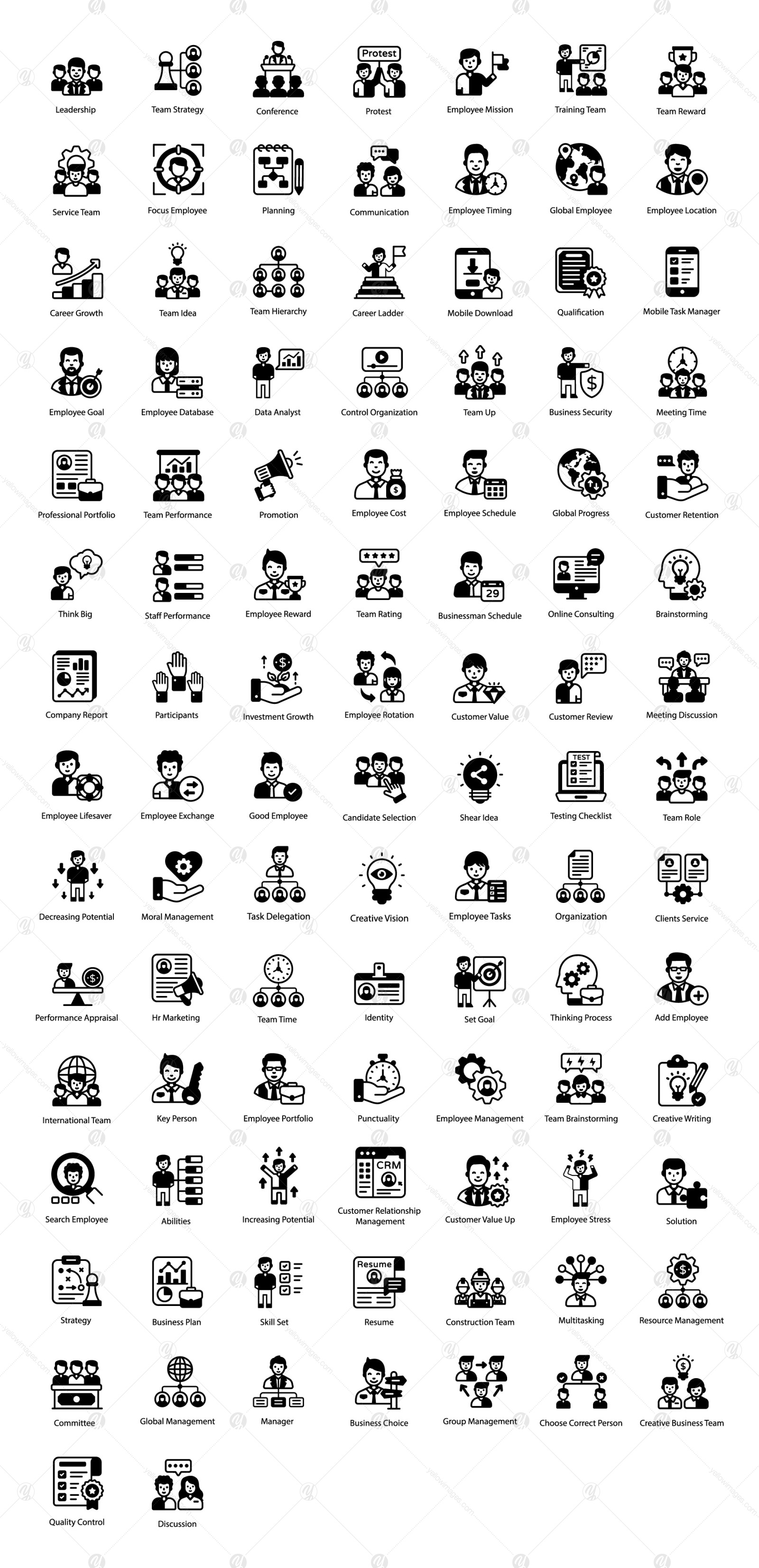 100 Team Management solid icons