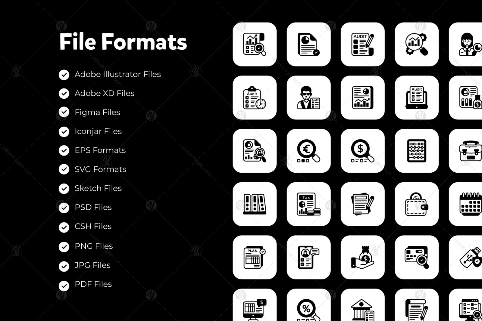 80 Audit Solid Style Icons.