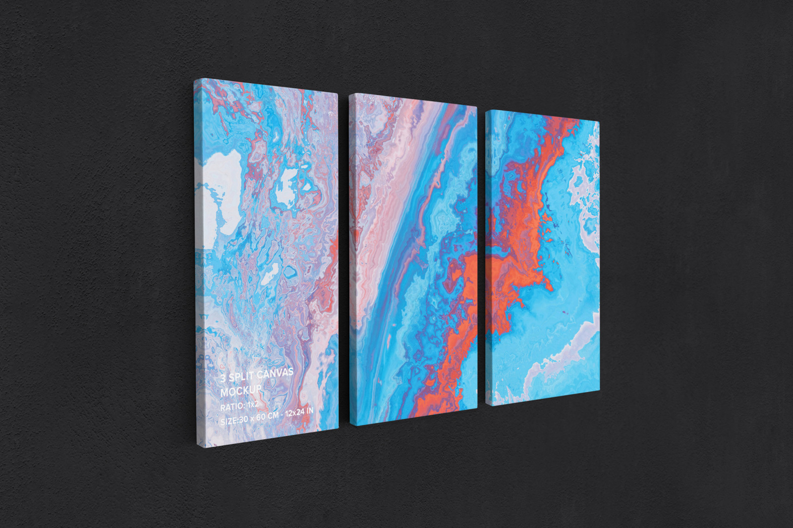 3 Panel Canvas Ratio 1x2 Mockup - Left 0.75 In Wrap 3 Panel Canvas Ratio 1x2 Mockup - Left 0.75 In Wrap