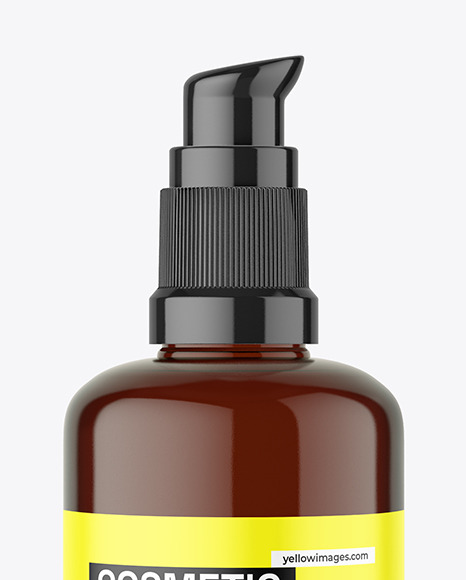 Amber Bottle with Pump Mockup