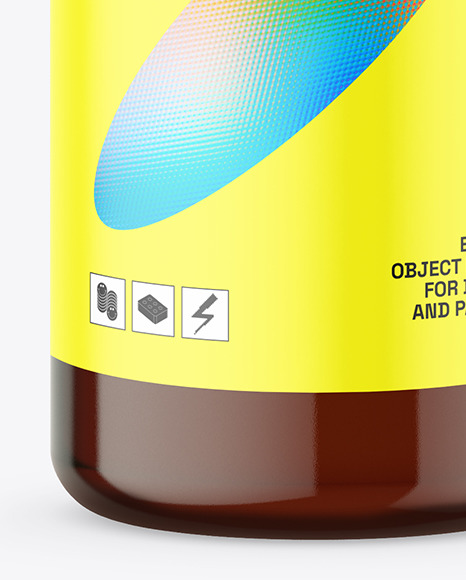 Amber Bottle with Pump Mockup