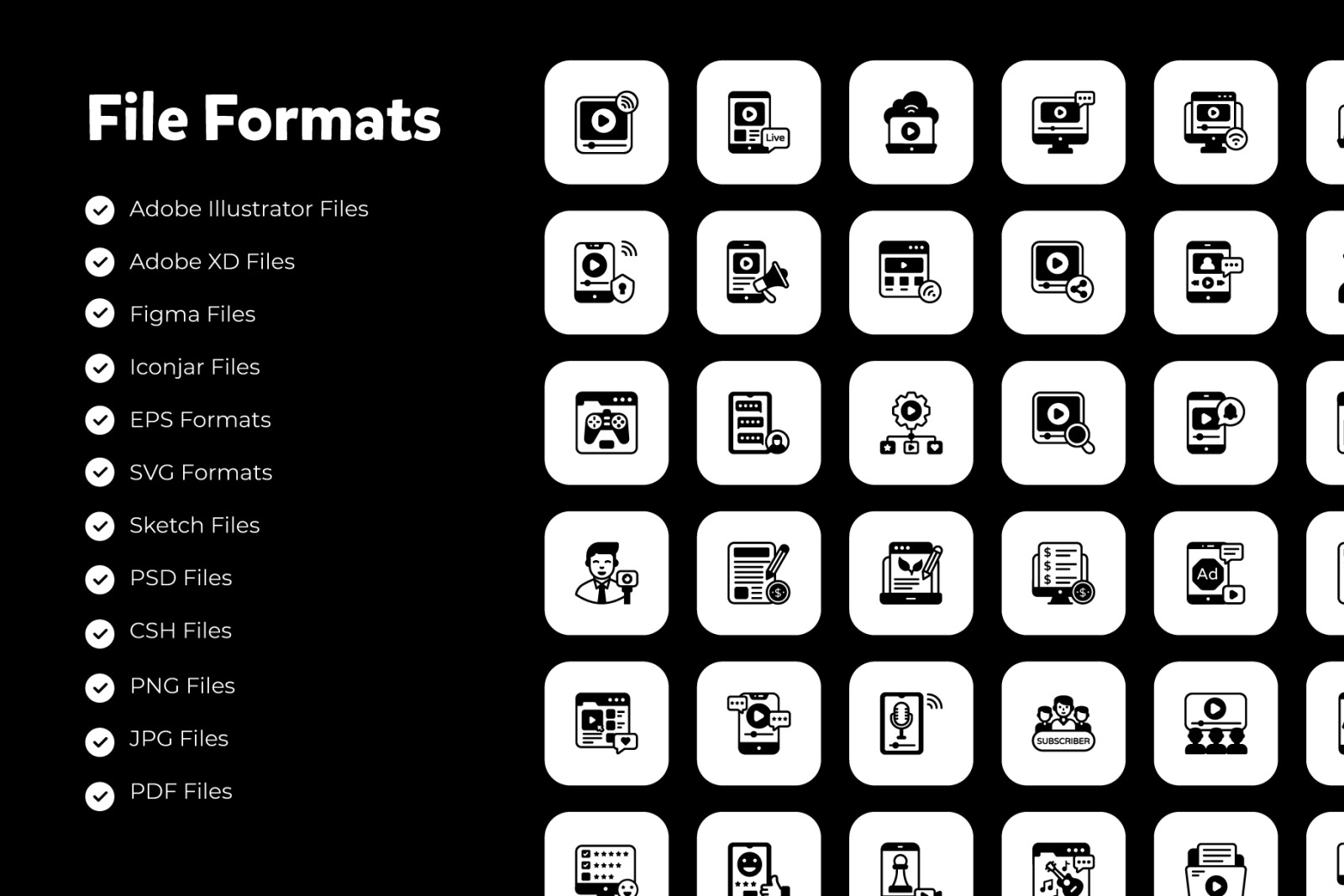 Online Streaming Glyph Icons Online Streaming Glyph Icons