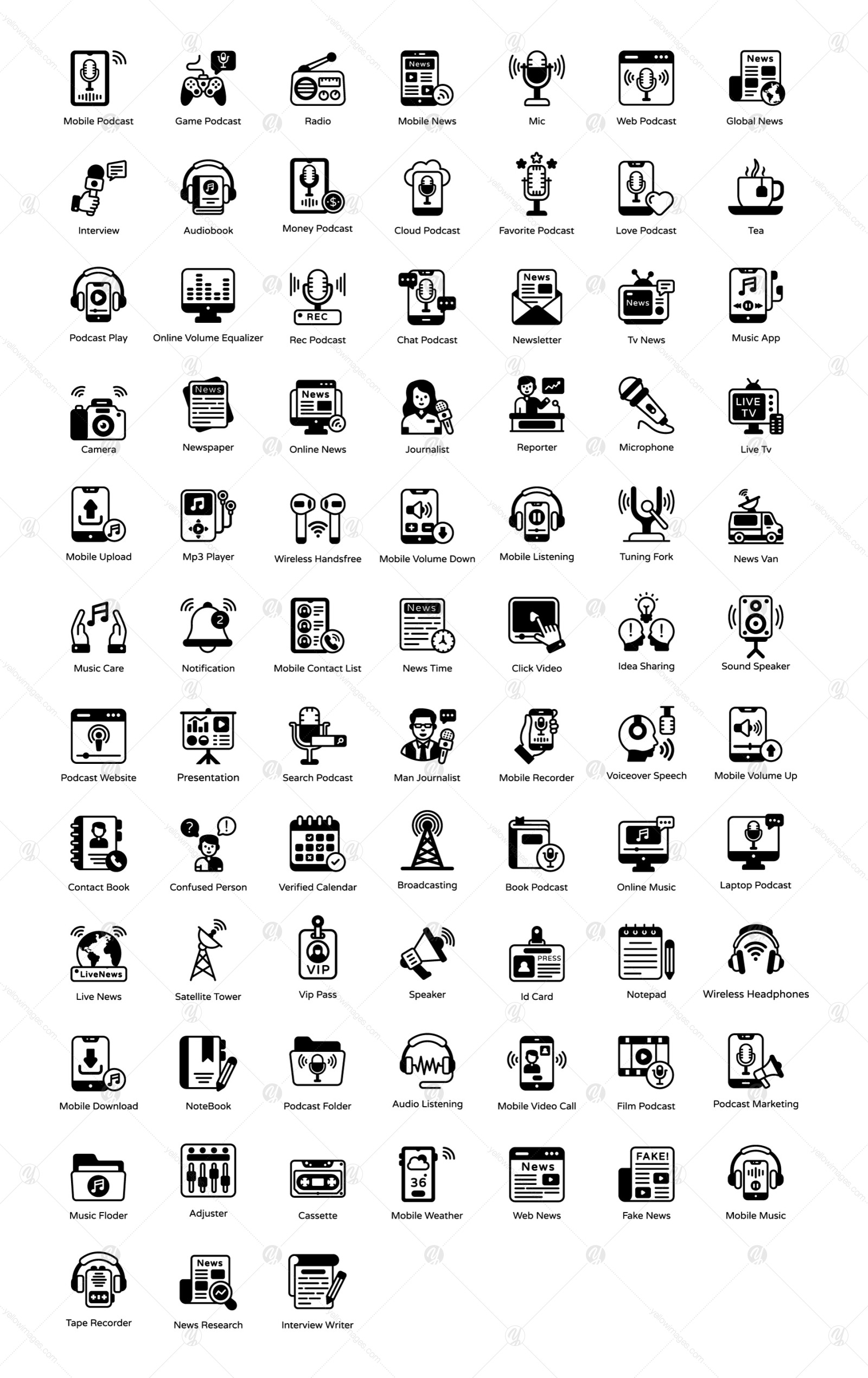 80 podcast and multimedia Icons 80 podcast and multimedia Icons