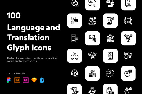 100 Language and Translation Icons - Translation icons