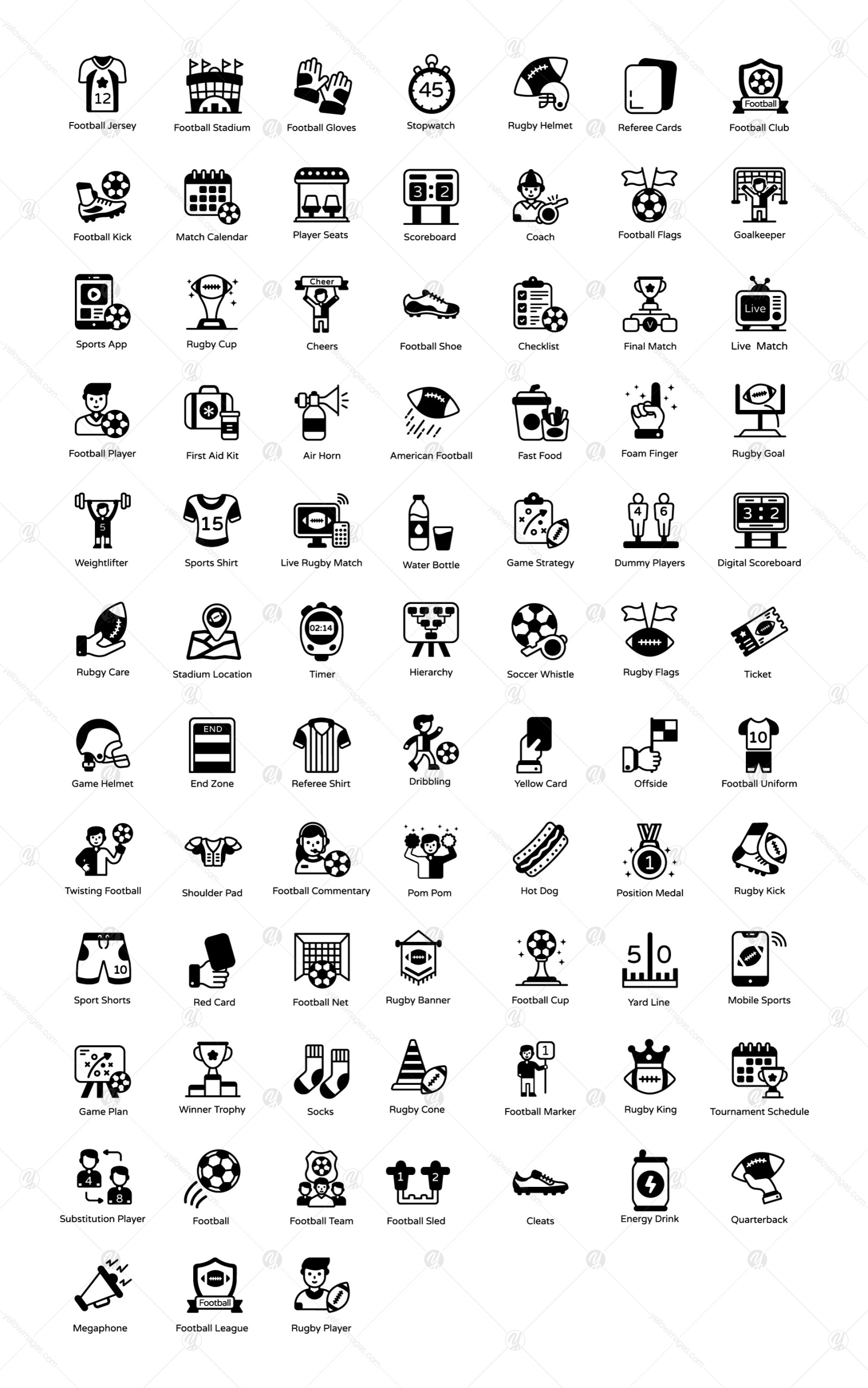80 Football Glyph Icons 80 Football Glyph Icons