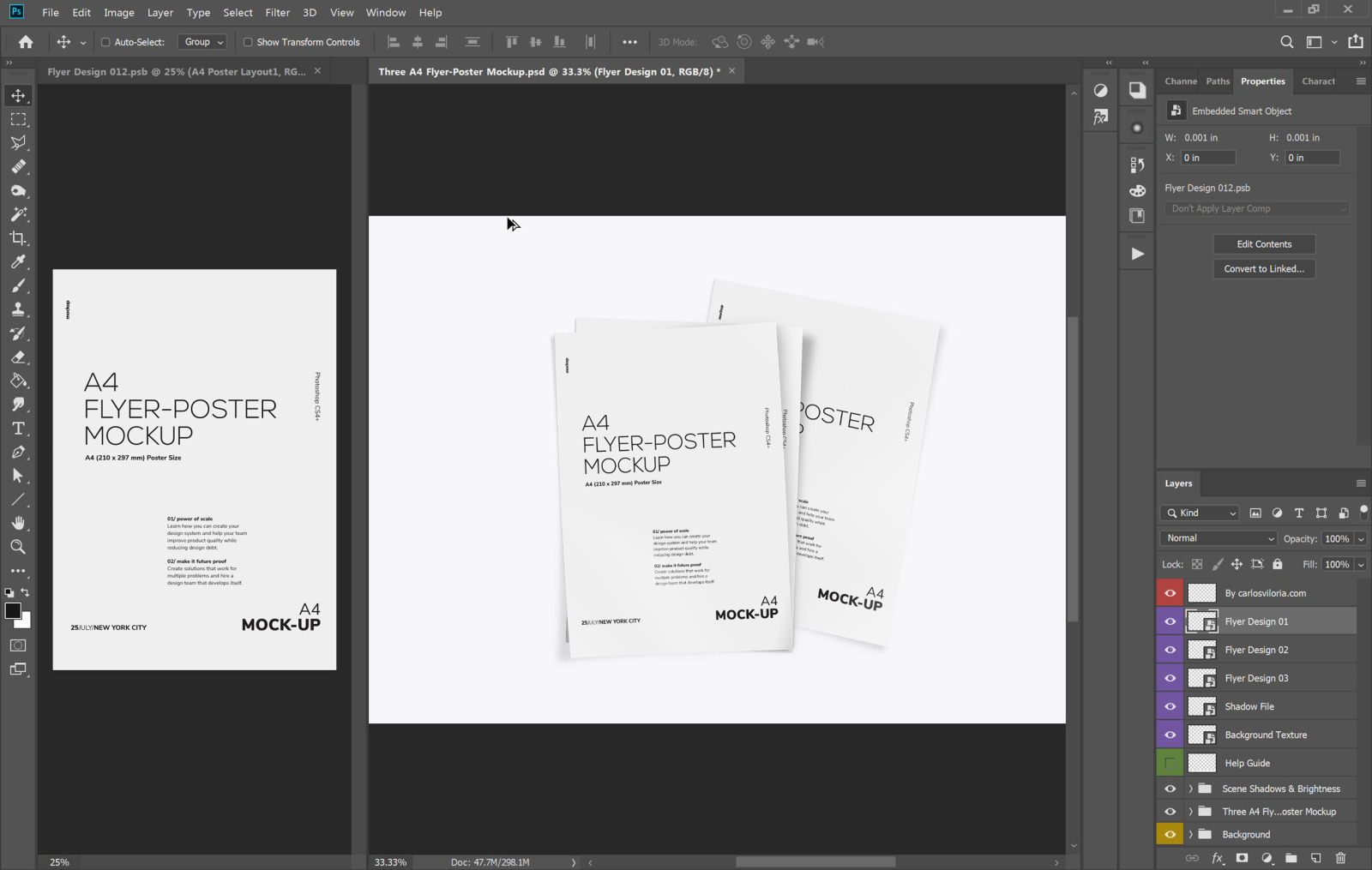 Three A4 Flyer-Poster Mockup Three A4 Flyer-Poster Mockup