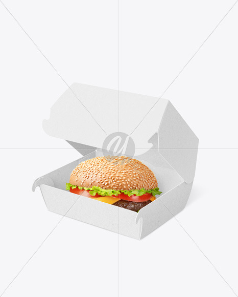 Kraft Paper Box w/ Burger Mockup