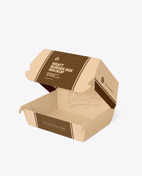 Kraft Paper Box w/ Burger Mockup