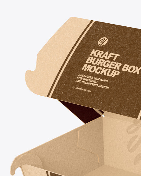 Kraft Paper Box w/ Burger Mockup