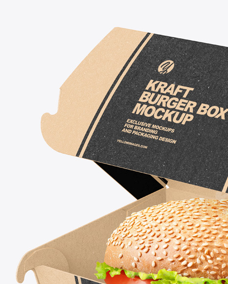 Kraft Paper Box w/ Burger Mockup