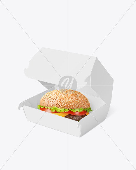 Paper Burger Box/ w Burger Mockup