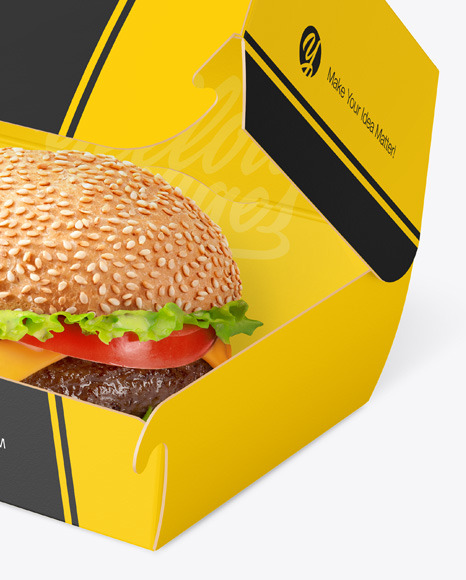 Paper Burger Box/ w Burger Mockup