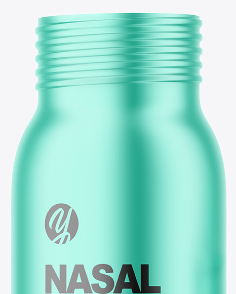 Opened Matte Metallic Nasal Spray Bottle Mockup