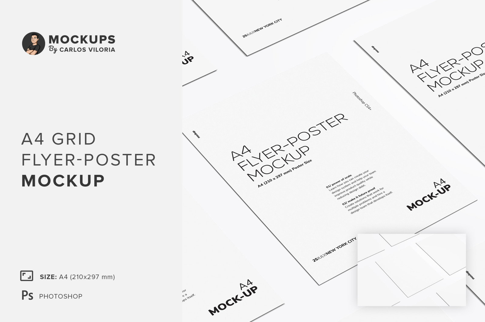 Grid A4 Flyer – Poster Mockup