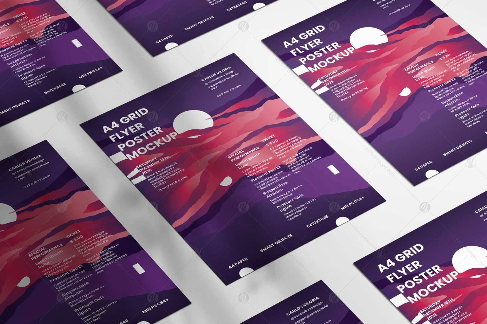 Grid A4 Flyer – Poster Mockup