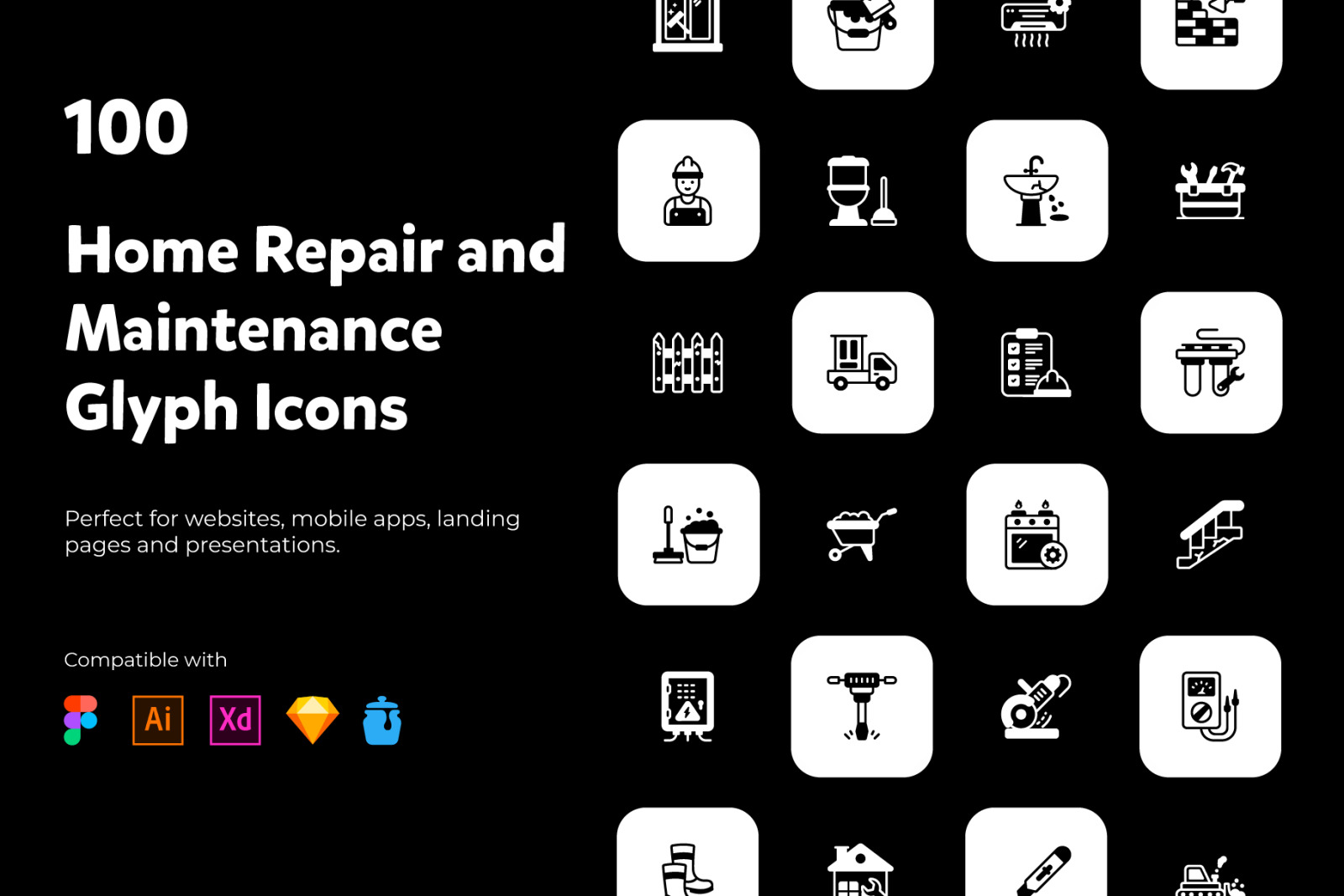 Home Repair and Maintenance Solid Icons Home Repair and Maintenance Solid Icons