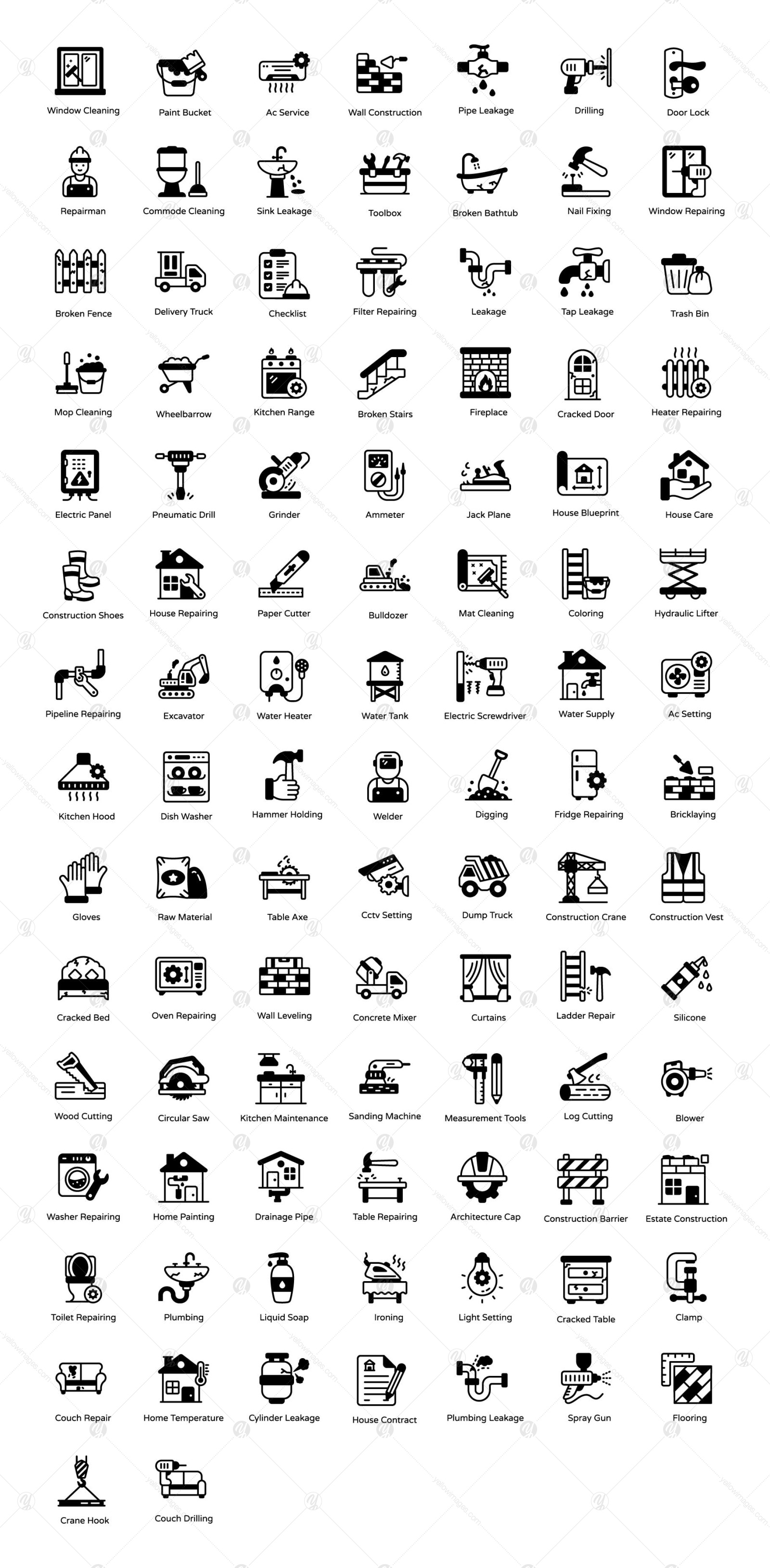 Home Repair and Maintenance Solid Icons Home Repair and Maintenance Solid Icons
