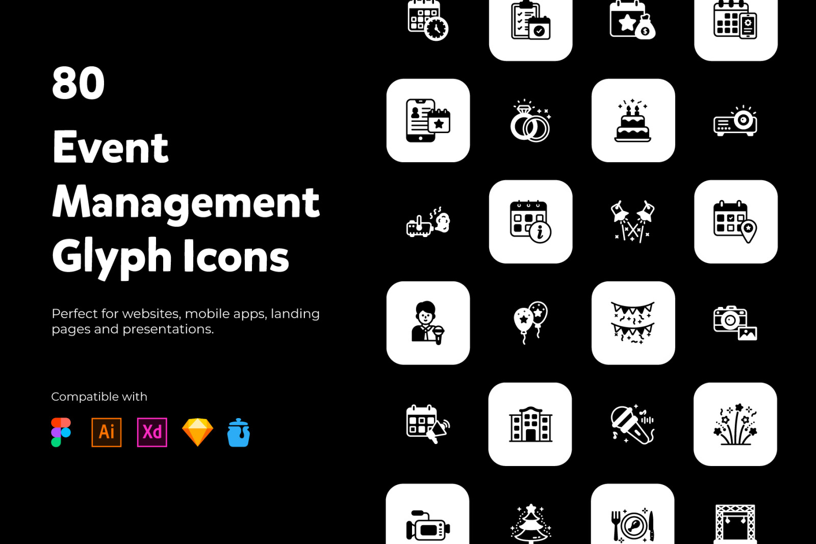 Event Management Glyph Icons Event Management Glyph Icons