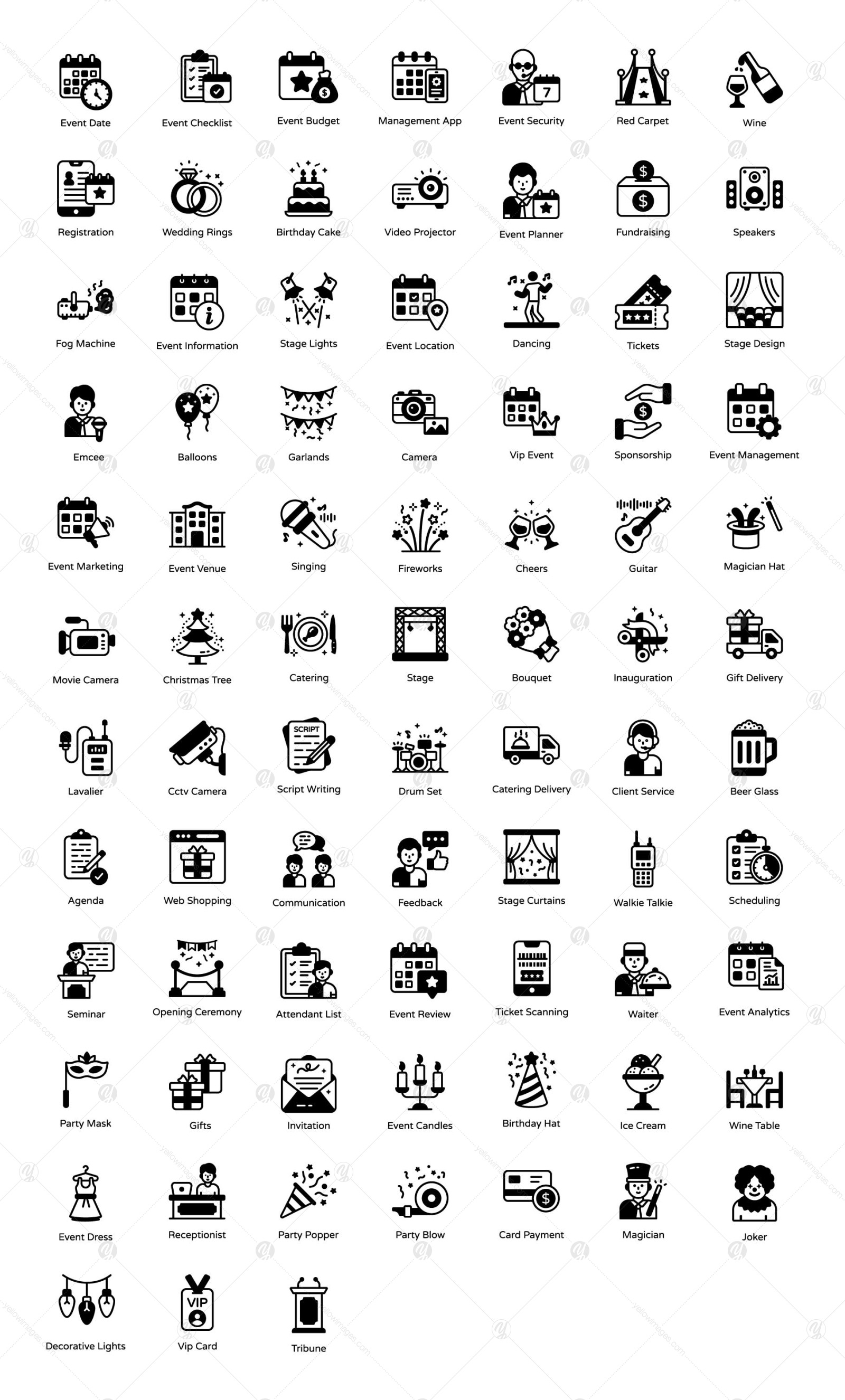 Event Management Glyph Icons Event Management Glyph Icons