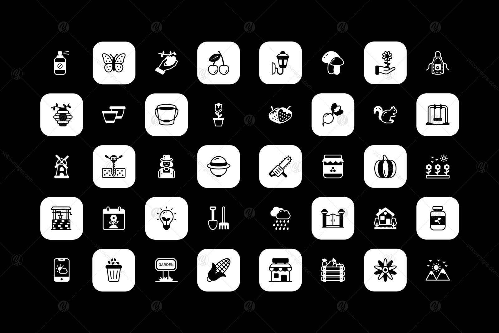 100 Solid Gardening Icons Vectors 100 Solid Gardening Icons Vectors