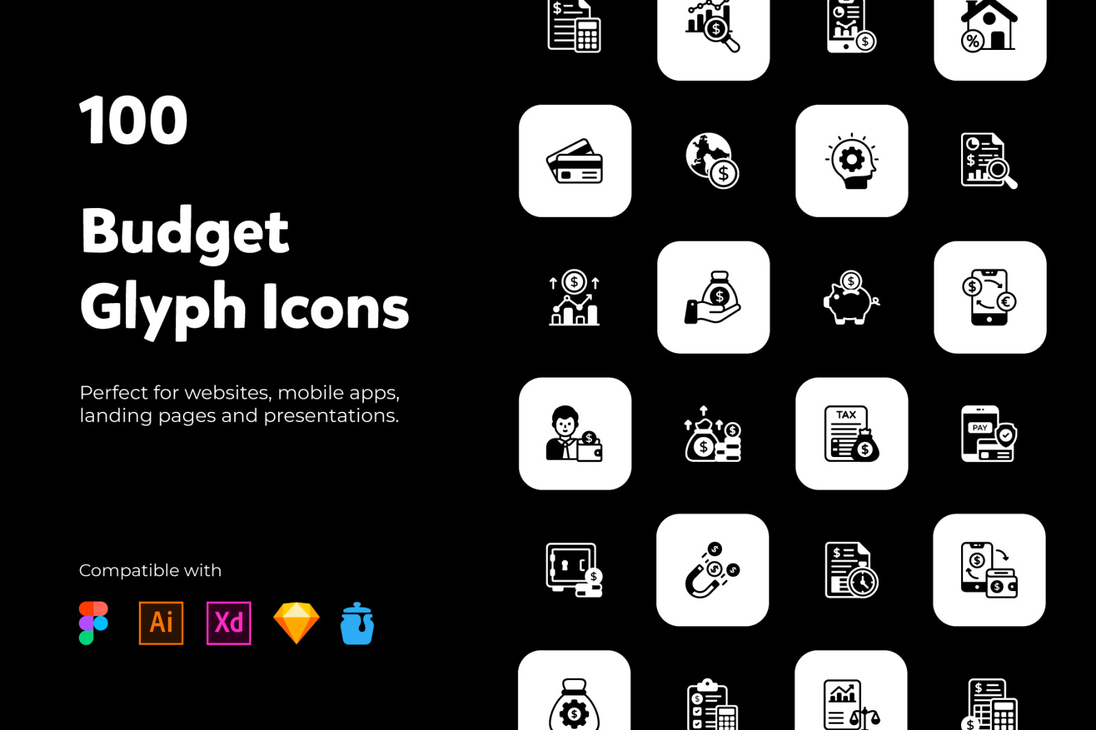 Pack of Trendy 100 Budget Icons Pack of Trendy 100 Budget Icons