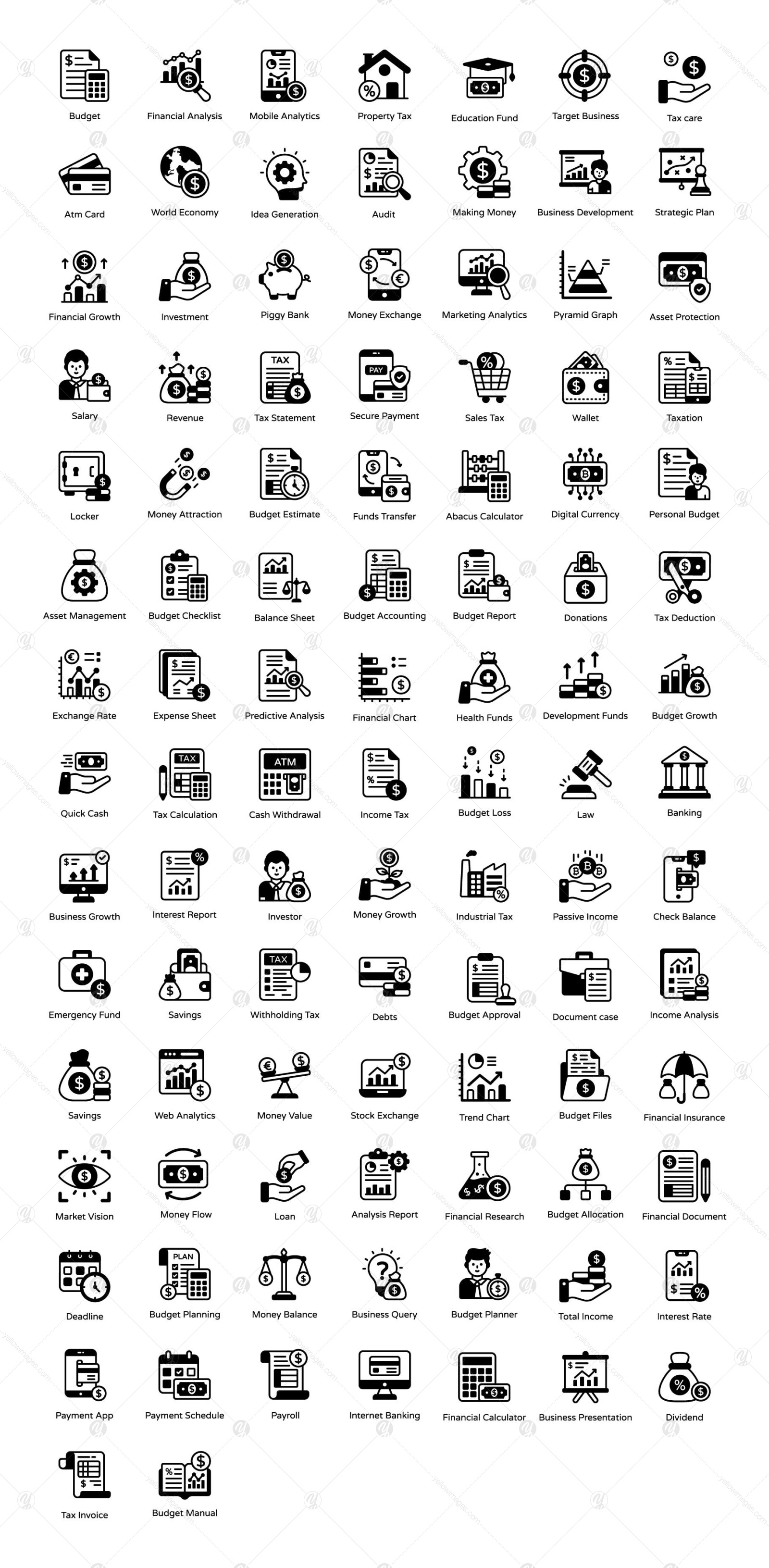 Pack of Trendy 100 Budget Icons Pack of Trendy 100 Budget Icons