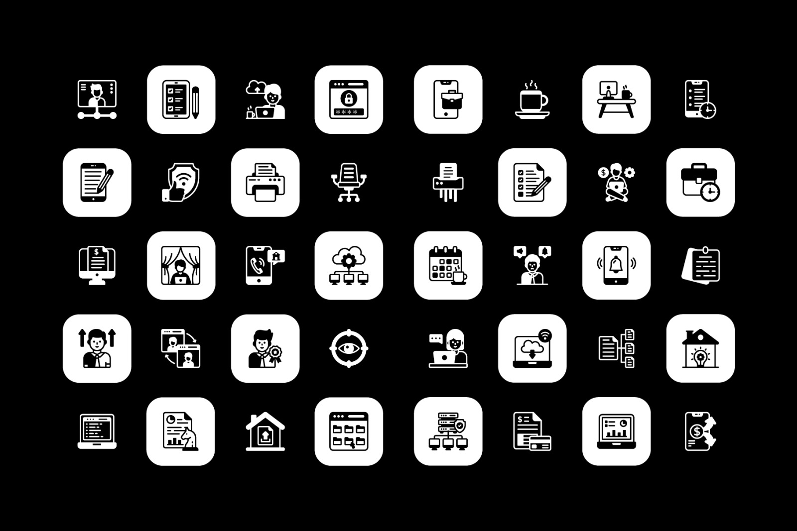 90 Solid Work From Home Icons