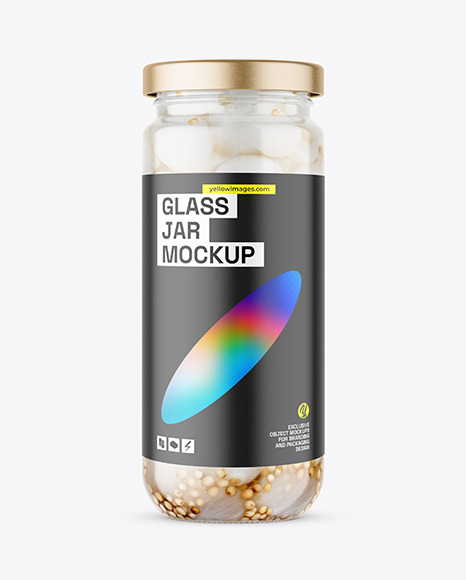 Clear Glass Jar with Pickled Onion Mockup