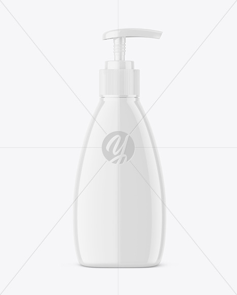 Glossy Bottle with Pump Mockup