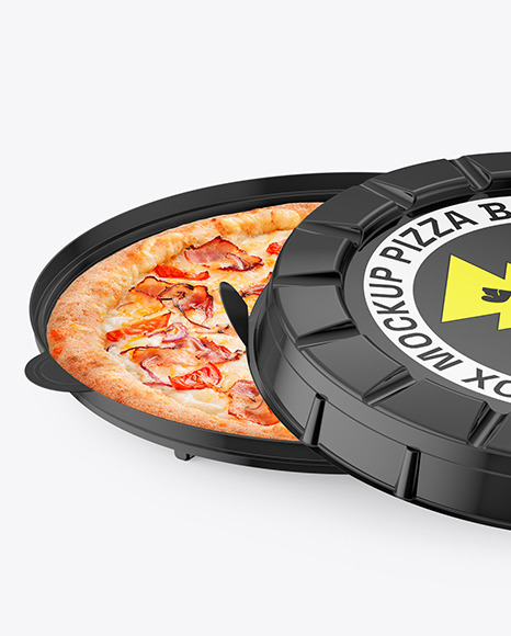 Glossy Round Pizza Box Mockup