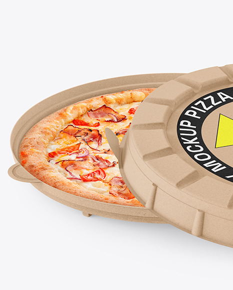 Kraft Round Pizza Box Mockup