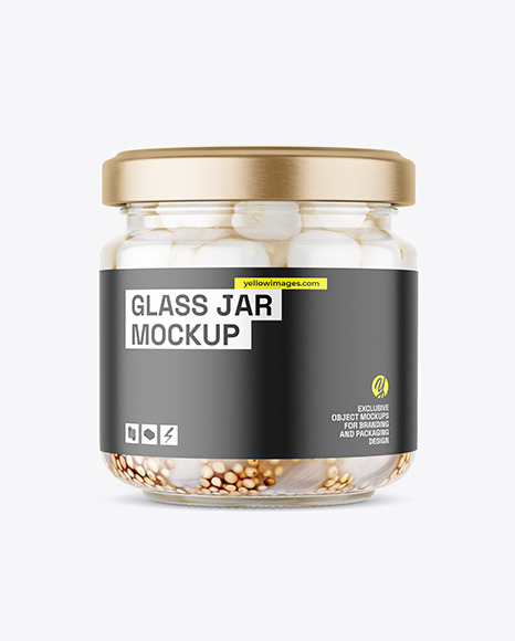 Clear Glass Jar with Pickled Onion Mockup