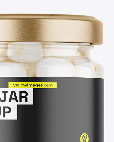 Clear Glass Jar with Pickled Onion Mockup