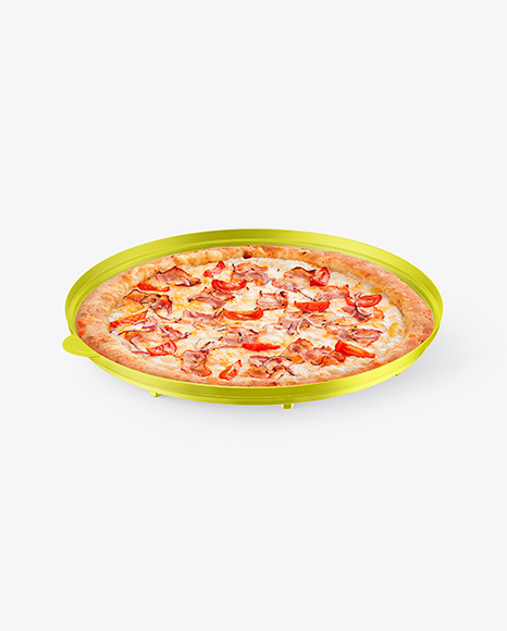 Metallic Round Pizza Box Mockup