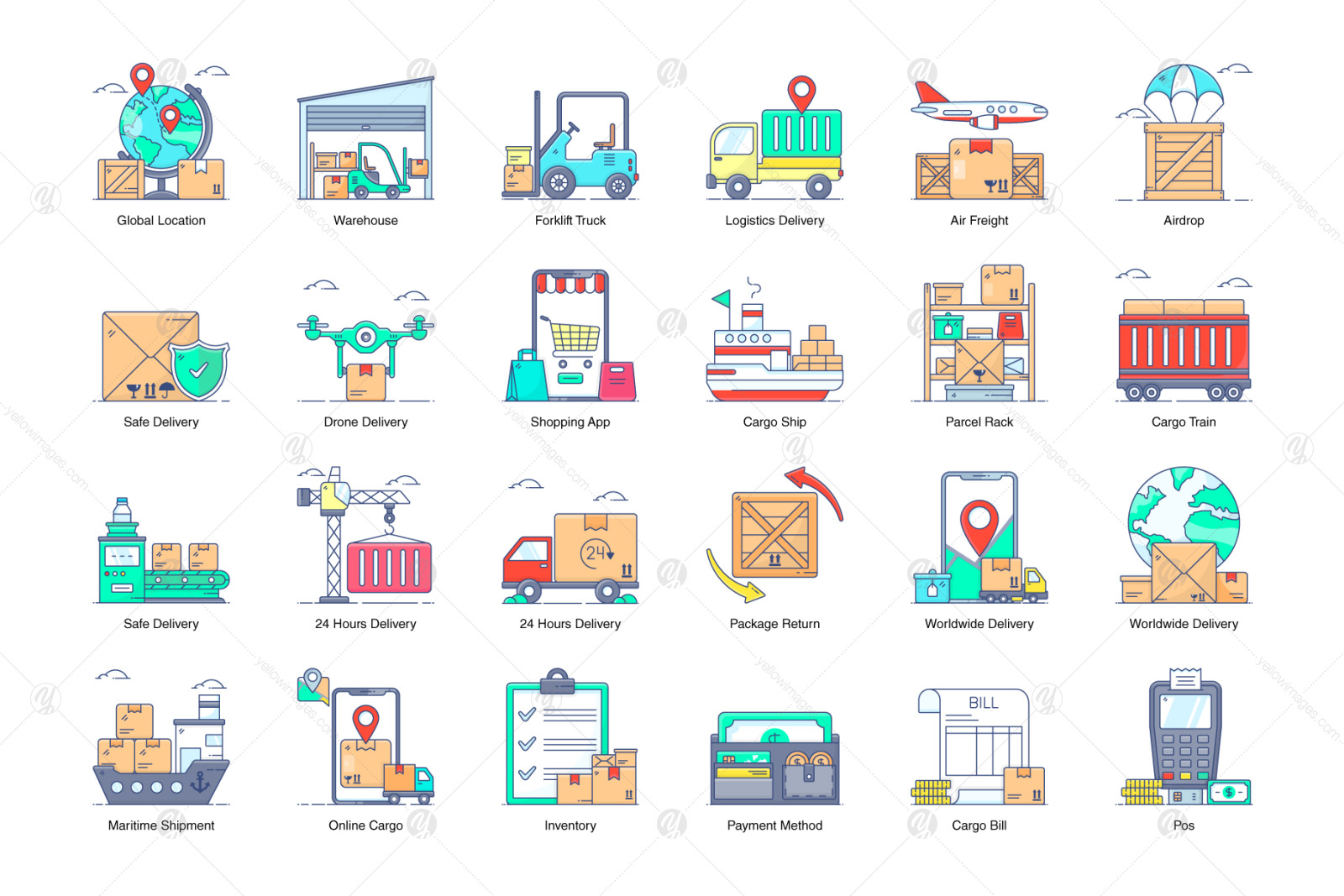 50 Logistic Services Line Icons