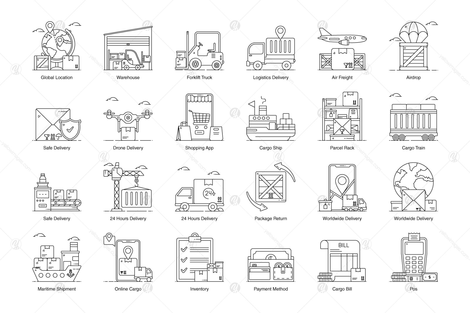 50 Logistic Services Line Icons