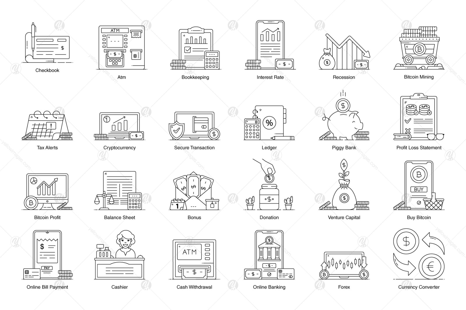 Pack of Finance Flat Icons